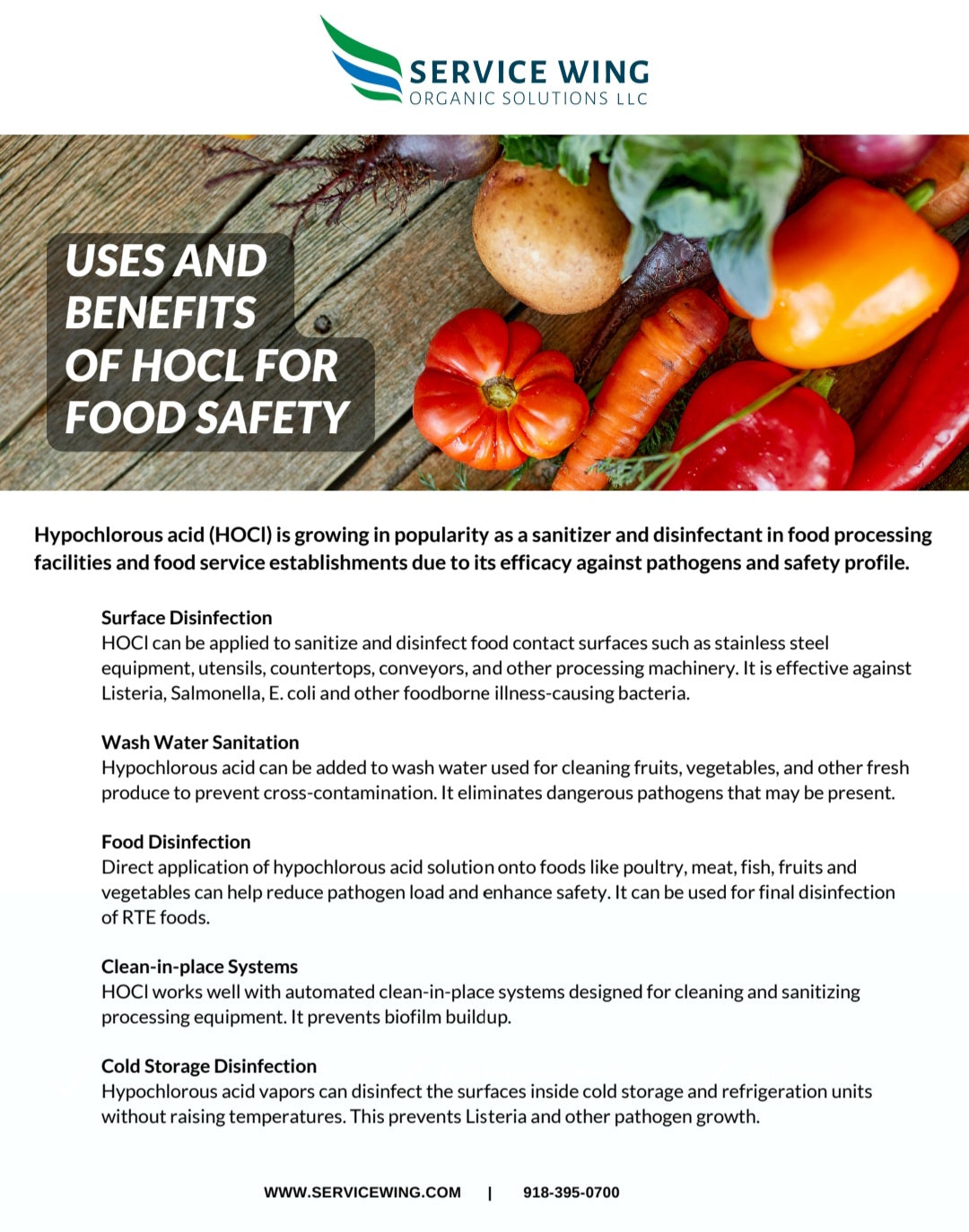 USES AND BENEFITS OF HOCL FOR FOOD SAFETY