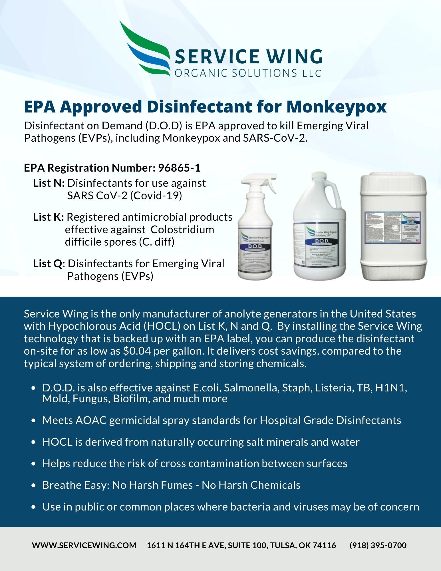 D.O.D. is EPA approved to eliminate Monkeypox!